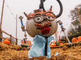 Pumpkin decorated to look like a mechanic